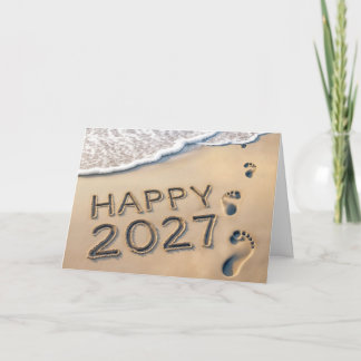 Cartes Pour Fêtes Annuelles New Year 2027 Beach Footprints