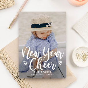 Cartes Pour Fêtes Annuelles New Year Cheer EDITABLE Back Color New Year Card