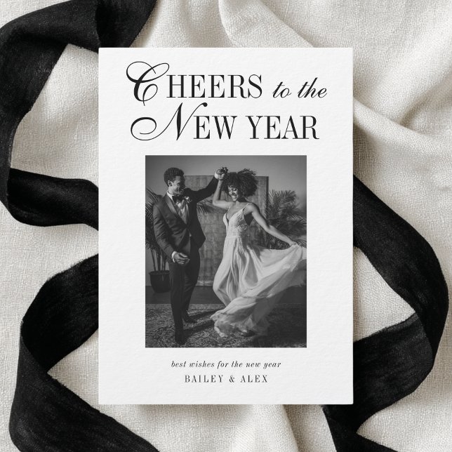 Cartes Pour Fêtes Annuelles New Year Newlyweds Modern Wedding Photo (Créateur téléchargé)