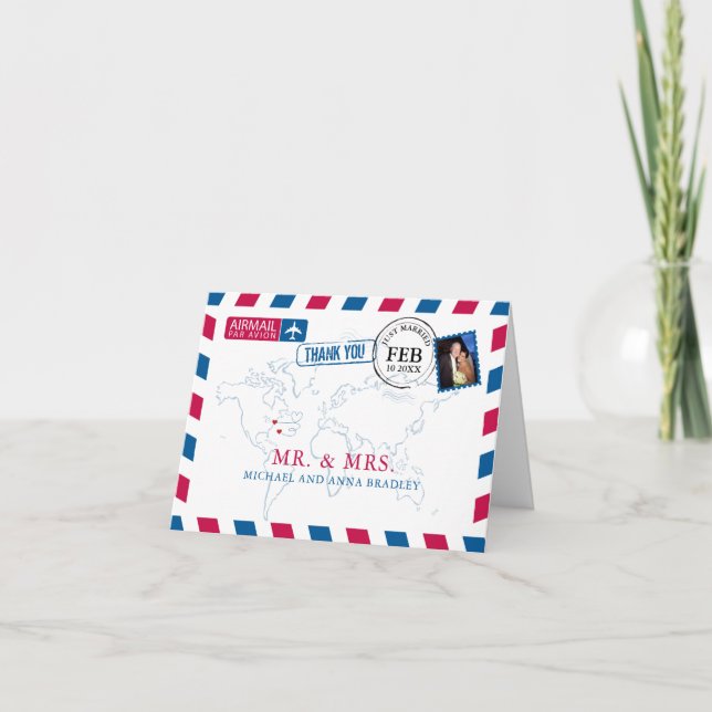 Cartes Pour Fêtes Annuelles New York Bermudes Air Mariage Merci (Devant)