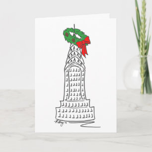 Cartes Pour Fêtes Annuelles New York City Christmas NYC Skyscraper Wreath