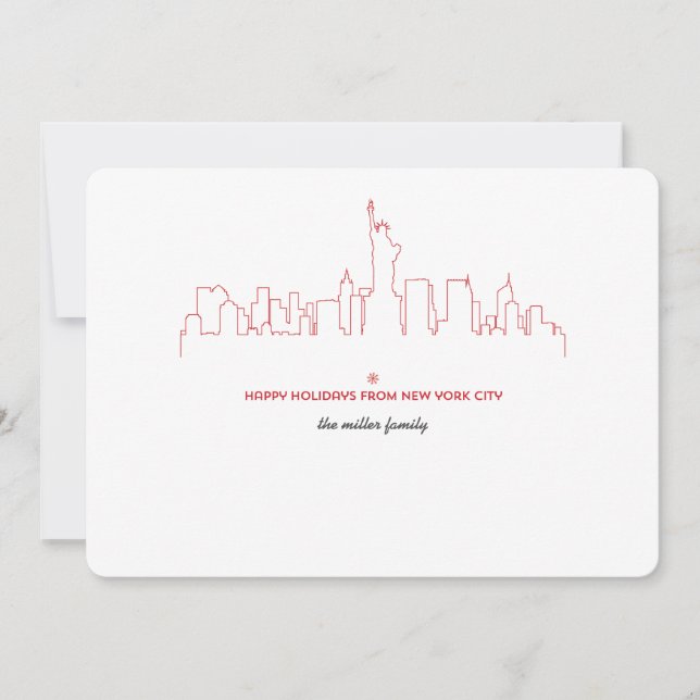 Cartes Pour Fêtes Annuelles New York City Holiday Skyline (Devant)