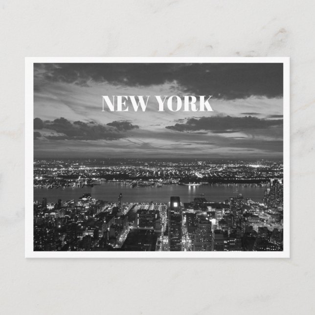 Cartes Pour Fêtes Annuelles New York City Skyline Paysage noir blanc (Devant)