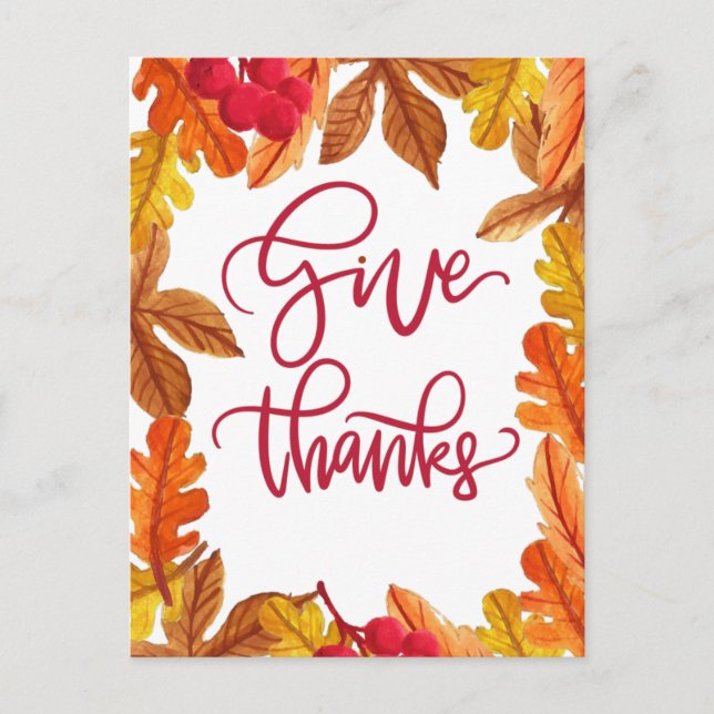 Cartes Pour Fêtes Annuelles Nice Donner Merci à l'automne Feuille (Devant)