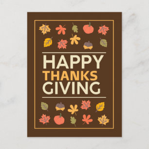 Cartes Pour Fêtes Annuelles Nice Thanksgiving avec citrouille et Feuille autom