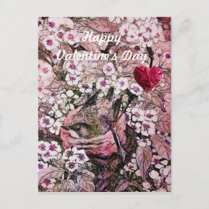 CARTES POUR FÊTES ANNUELLES NID D'OISEAU, FLEURS, CŒUR ENTRELAÇÉ SAINT-VALENTI