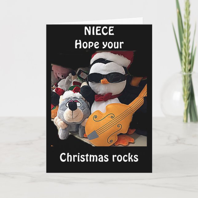 CARTES POUR FÊTES ANNUELLES **NIECE*** H0PE Y0UR NOËL "R0CKS" (Devant)