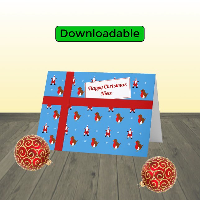 Cartes Pour Fêtes Annuelles Niece jolie parcelle de Noël bleu (Créateur téléchargé)