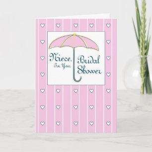 Cartes Pour Fêtes Annuelles Nièce, parapluie rose Fête des mariées