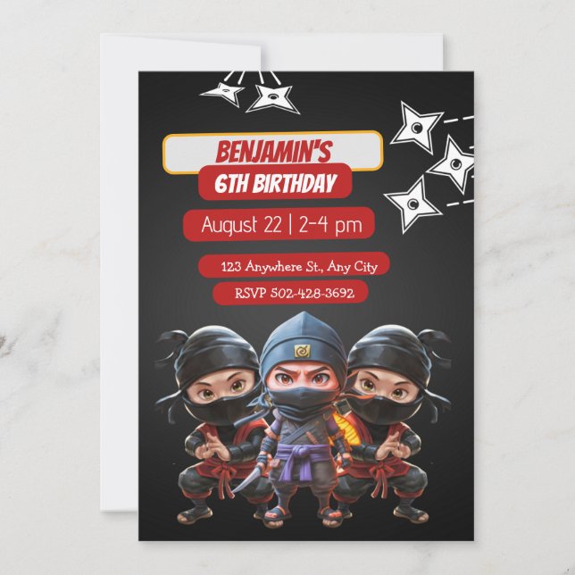 Cartes Pour Fêtes Annuelles Ninja Anniversaire Bash : Fun & Stealth Party Invi (Devant)