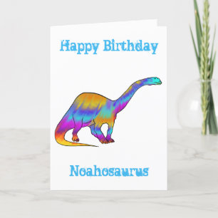 Cartes Pour Fêtes Annuelles Noah saurus Rainbow Brontosaurus Dinosaur Ajouter 