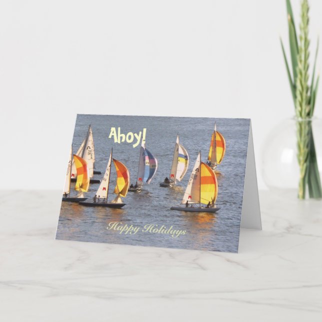 Cartes Pour Fêtes Annuelles Nocturne, Joyeuses Fêtes, Ahoy ! (Devant)