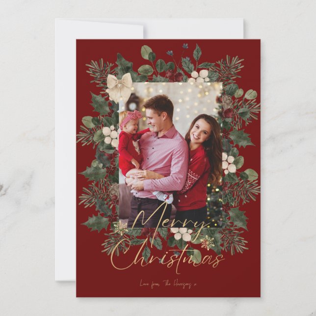 Cartes Pour Fêtes Annuelles Noël 1 arche photo aquarelle botanique floral (Devant)