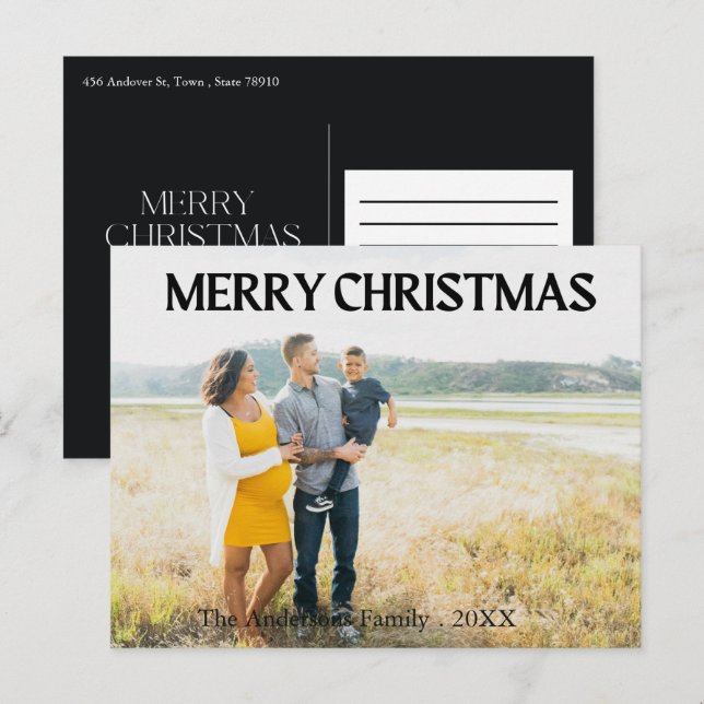 Cartes Pour Fêtes Annuelles Noël 1 photo vacances famille (Devant / Derrière)