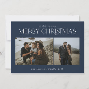 Cartes Pour Fêtes Annuelles Noël 2 photo aquarelle botanique marine bleu