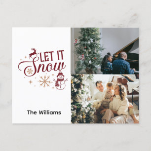 Cartes Pour Fêtes Annuelles Noël 2 Photo Let It Snow Reindeder Snowman