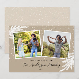 Cartes Pour Fêtes Annuelles Noël 2 Photos Script Tan Neige