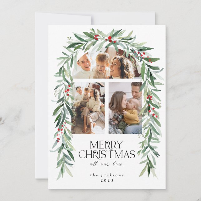 Cartes Pour Fêtes Annuelles Noël 3 Photo Mistletoe Botanique Berries (Devant)