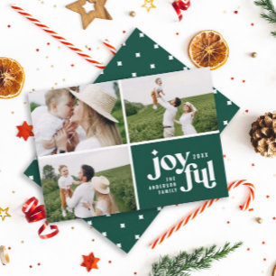 Cartes Pour Fêtes Annuelles Noël 3 photo moderne typographie verte