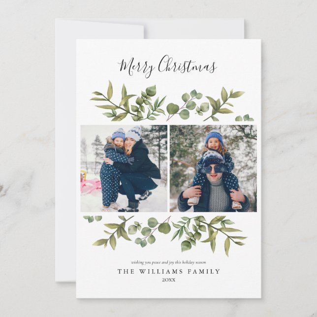 Cartes Pour Fêtes Annuelles Noël 3 Photo Végétation moderne (Devant)