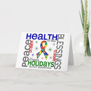 Cartes Pour Fêtes Annuelles Noël 4 flocons de neige d'autisme