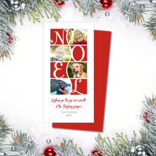 Cartes Pour Fêtes Annuelles NOEL 4 photos Noël rouge et blanc