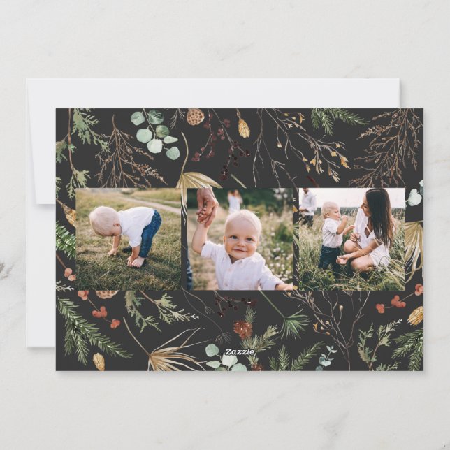 Cartes Pour Fêtes Annuelles Noël 5 photo aquarelle botanique floral (Dos)