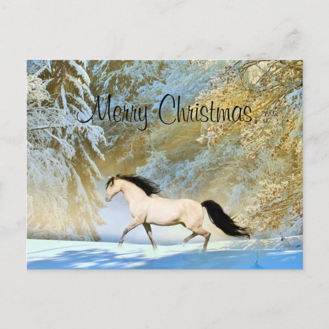 Cartes Pour Fêtes Annuelles Noël à cheval Buckskin (Devant)