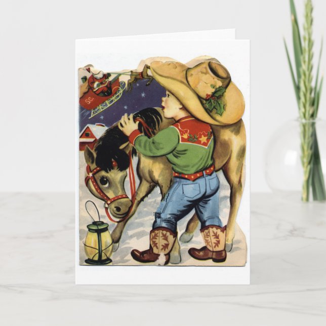 Cartes Pour Fêtes Annuelles Noël à Cowboy (Devant)