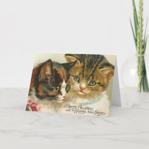 Cartes Pour Fêtes Annuelles Noël à deux Kitties
