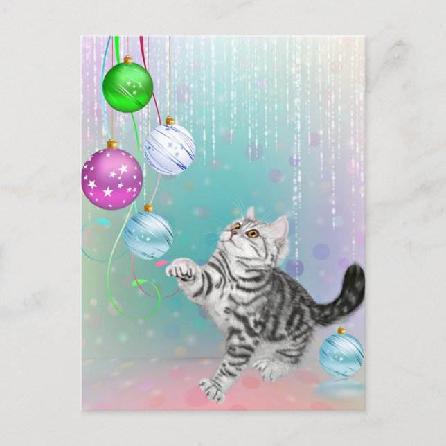 Cartes Pour Fêtes Annuelles Noël à Kitten (Devant)