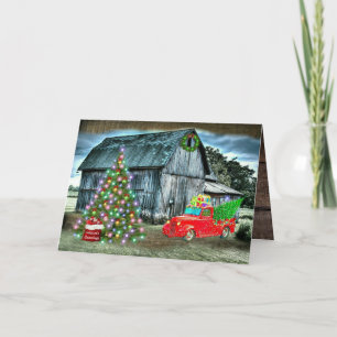 Cartes Pour Fêtes Annuelles Noël À La Ferme Rustic Grange