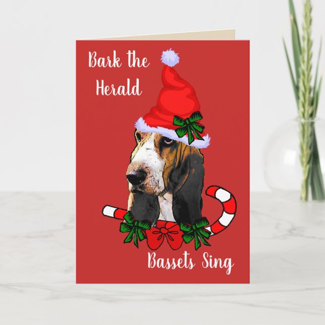 Cartes Pour Fêtes Annuelles Noël à la jolie Basset Hound (Devant)