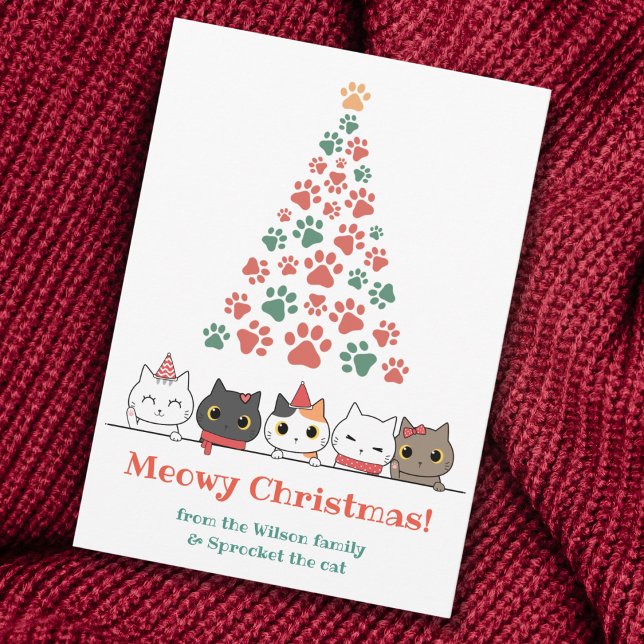 Cartes Pour Fêtes Annuelles Noël à la Meowy Cat (Créateur téléchargé)
