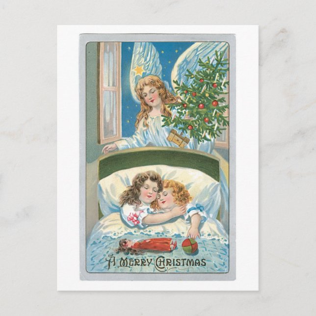 Cartes Pour Fêtes Annuelles Noël à l'ancienne, Ange (Devant)