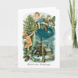 Cartes Pour Fêtes Annuelles Noël à l'ancienne, Anges
