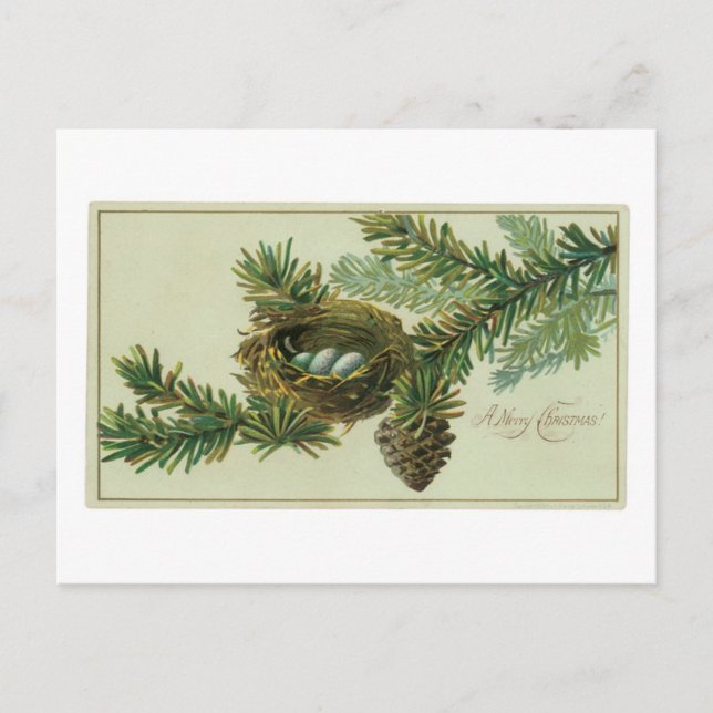 Cartes Pour Fêtes Annuelles Noël à l'ancienne, bois de pin (Devant)