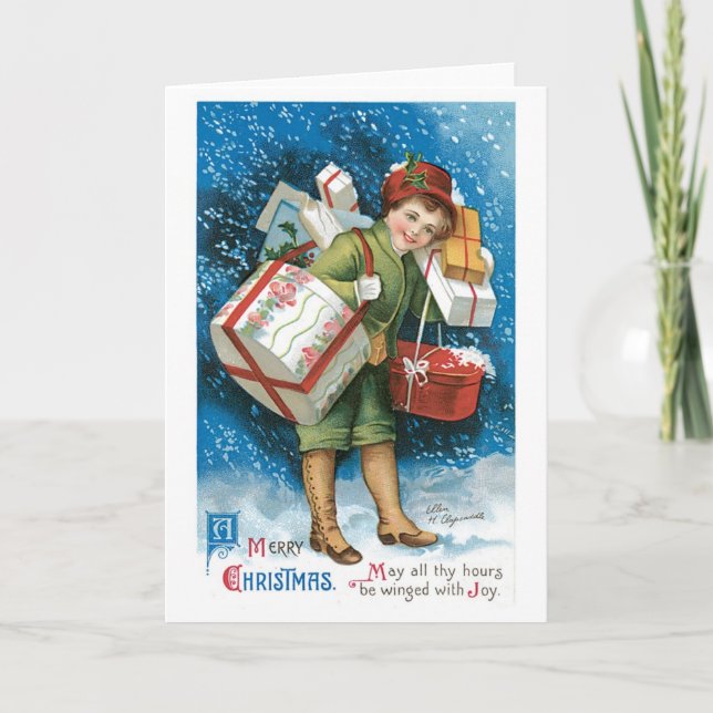 Cartes Pour Fêtes Annuelles Noël à l'ancienne, Dame (Devant)