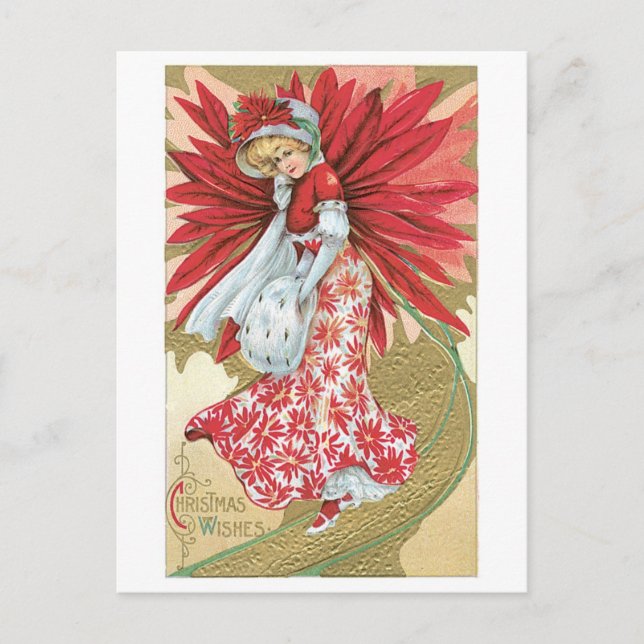 Cartes Pour Fêtes Annuelles Noël à l'ancienne, Dame (Devant)