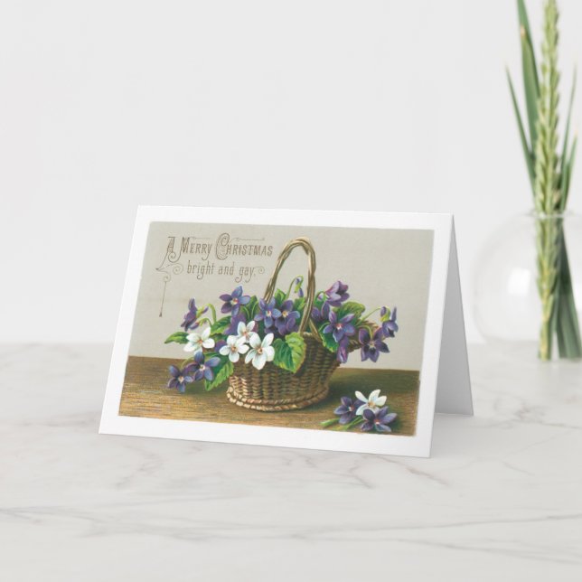 Cartes Pour Fêtes Annuelles Noël à l'ancienne, Fleur (Devant)