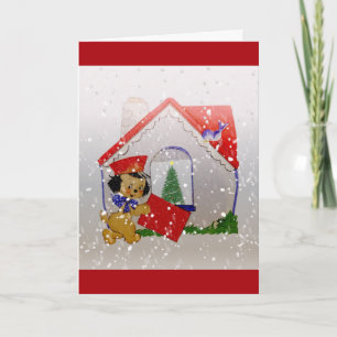 Cartes Pour Fêtes Annuelles Noël à l'ancienne   Messagerie Chien Chien Chien V