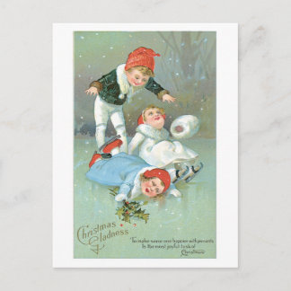 Cartes Pour Fêtes Annuelles Noël à l'ancienne, patinage sur glace