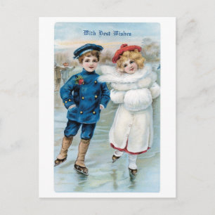 Cartes Pour Fêtes Annuelles Noël à l'ancienne, Patinoire de patinage