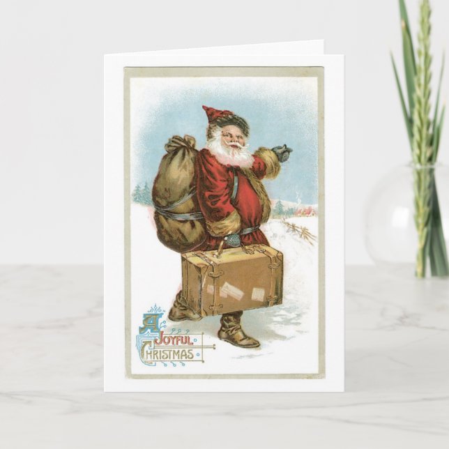 Cartes Pour Fêtes Annuelles Noël à l'ancienne, Père Noël (Devant)