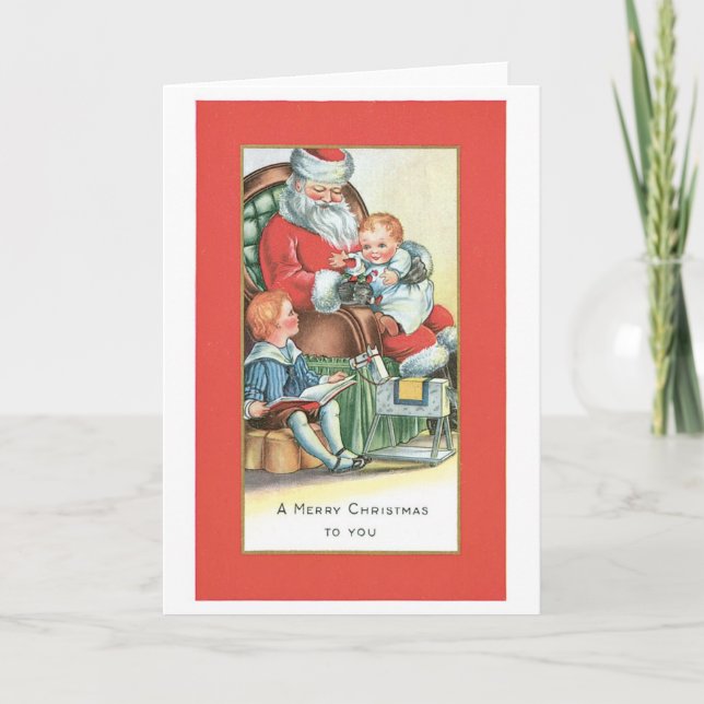 Cartes Pour Fêtes Annuelles Noël à l'ancienne, Père Noël (Devant)