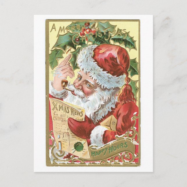 Cartes Pour Fêtes Annuelles Noël à l'ancienne, Père Noël (Devant)