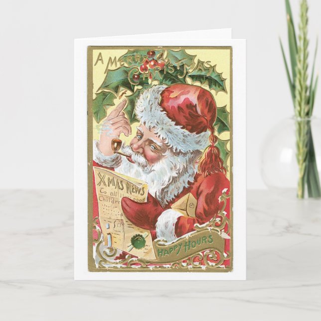 Cartes Pour Fêtes Annuelles Noël à l'ancienne, Père Noël (Devant)