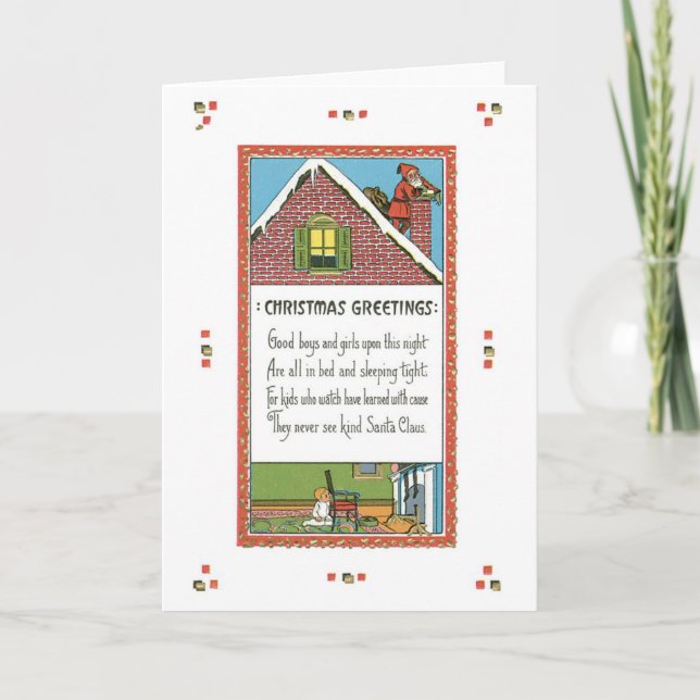 Cartes Pour Fêtes Annuelles Noël à l'ancienne, Père Noël (Devant)