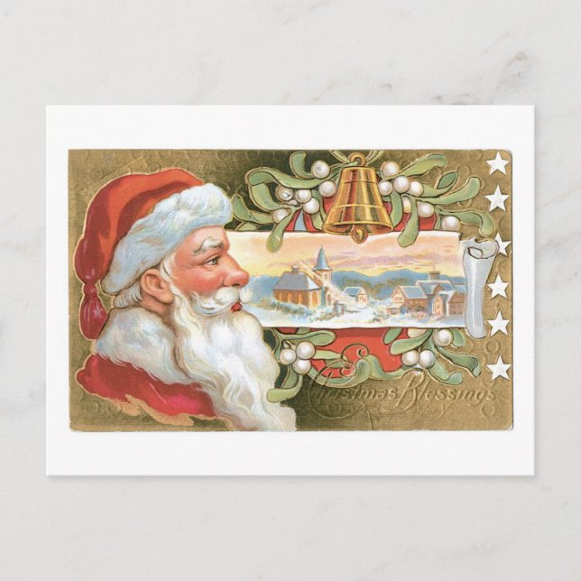 Cartes Pour Fêtes Annuelles Noël à l'ancienne, Père Noël (Devant)