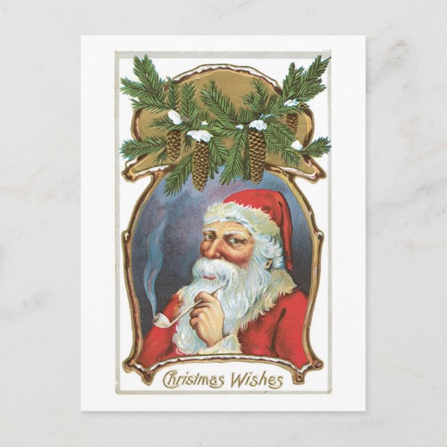 Cartes Pour Fêtes Annuelles Noël à l'ancienne, Père Noël (Devant)